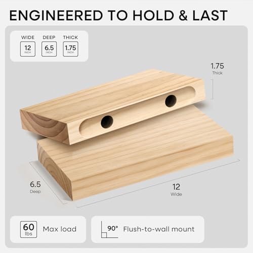 12 Inch Floating Shelves (2 Count)