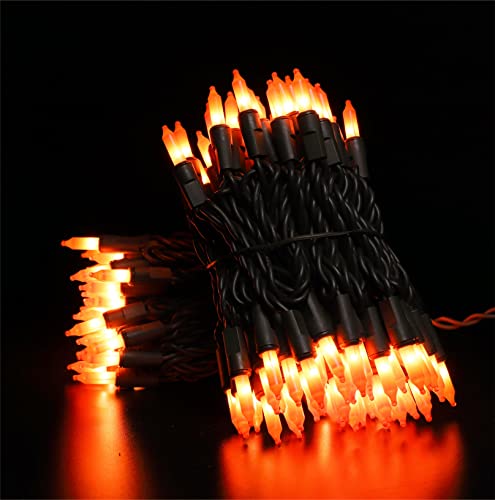 Brown Wire Orange 100 Incandescent Bulb Mini String Lights for Indoor Halloween Tree Home Party Festival Decoration (100 Count)