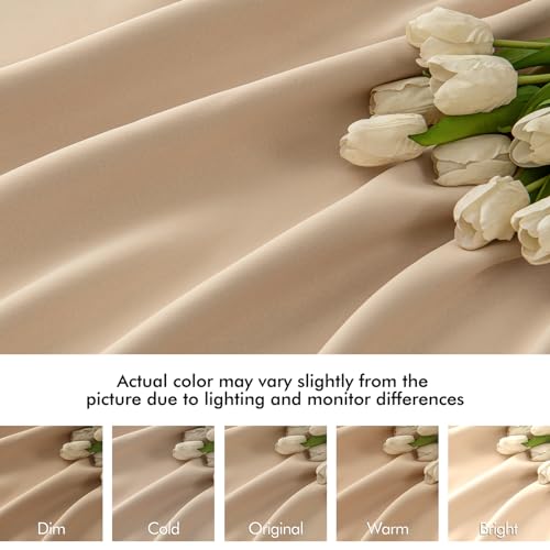 Beige Back Tab Blackout Curtains 52x54 Inch Length 2 Panels Set (2 Count)