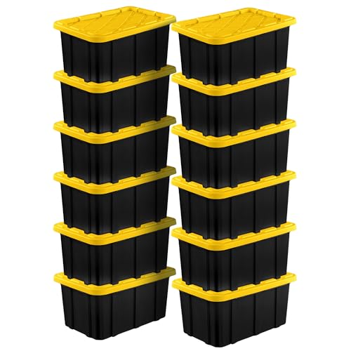 Industrial Storage Tote with Lids for Garage (12 Count)