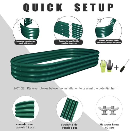 4 Pack 6x3x1FT Galvanized Raised Garden Bed Large Metal Planter Box Kit Elevated Raised Garden Planters for Outdoor Plants (4 Count)