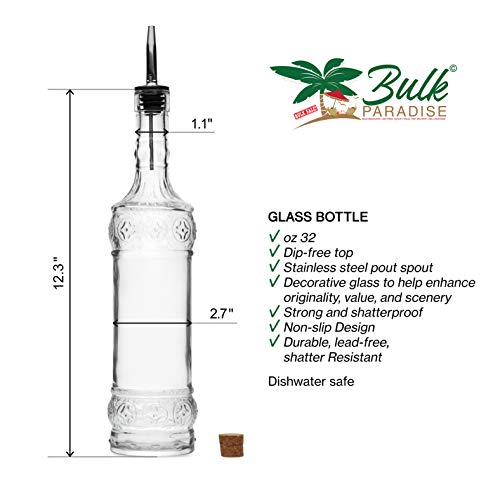 Large Clear Decorative Glass Bottle with Spout and Cork