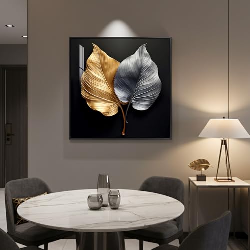 Framed Modern Gold and Silver Elegant Luxury Wall Art Decor