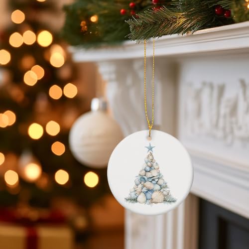 Blue Starfish Seashell Tree Christmas Ceramic Ornament Gifts