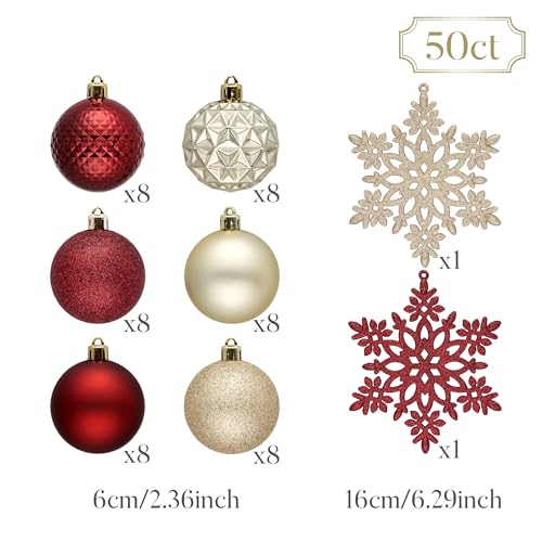 50ct Christmas Tree Decorations Ball Ornaments 2.36 Inches (50 Count)