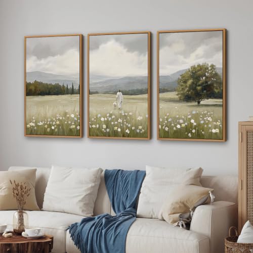 Jesus and Lamb Framed Canvas Wall Art