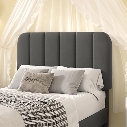 Twin Size Bed Frame with Upholstered Headboard