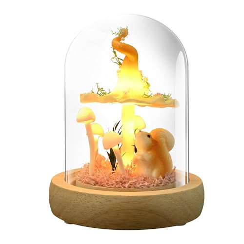 Mushroom Lamp in Glass Dome