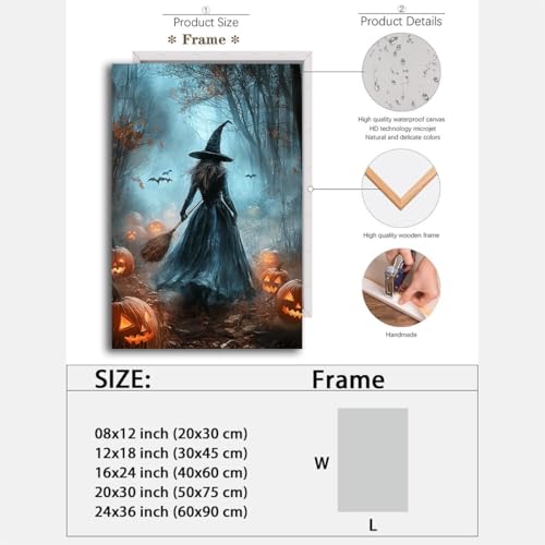 Vintage Moody Halloween Witch Artwork Wall Decor