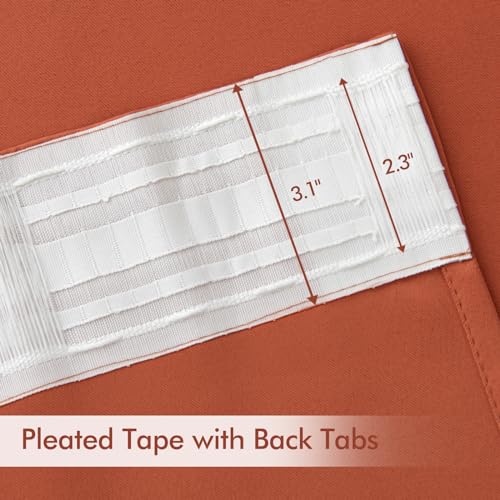 Fall Burnt Orange Back Tab Blackout Curtains 52"x102" Length 2 Panel (2 Count)