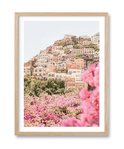 12x16IN Amalfi Coast Framed Wall Art Positano Coastal Print
