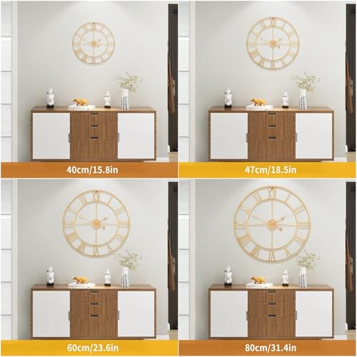 Vintage Retro Roman Numerals Metal Gold Large Wall Clock