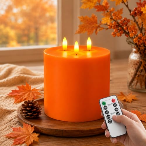 3 Wick Extra Large Flameless Pillar Candle with Timer Remote