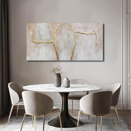 Gold Canvas Wall Art Branch Wall Decor Abstract Pictures Framed Arts Pink Artwork 24"x48"