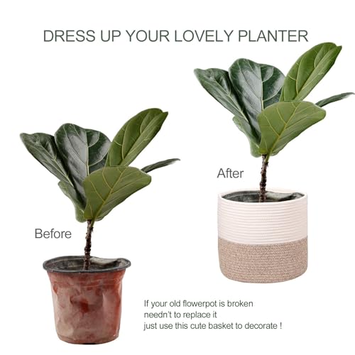 Planter Baskets for Indoor 11" Cotton Rope 11"x11"Khaki