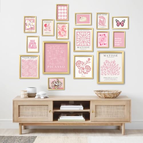 16 PCS Pink Wall Art Decor (16 Count)