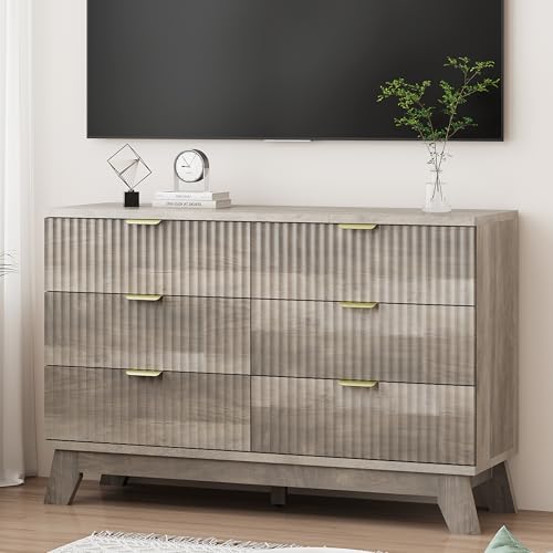 Fluted Dresser for Bedroom with 6 Drawers