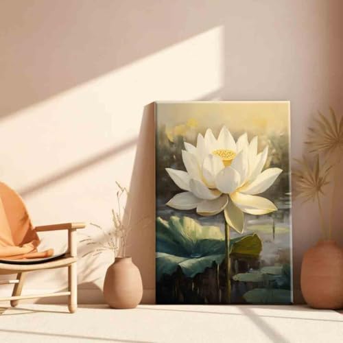 Lotus Flower Poster Lotus Watercolor Painting Abstract Lotus Wall Art Summer Flower Picture 16x24inch framed