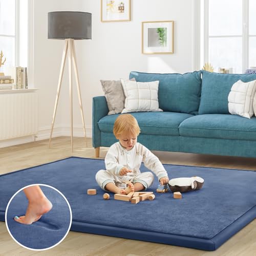 Baby Play Mat for Floor Nursery Rug Muscle Mat Area Rug Playroom Rug 79"x79" Playpen Mat Elastic Foam 1.3" Thick Crawling Mat for Babies