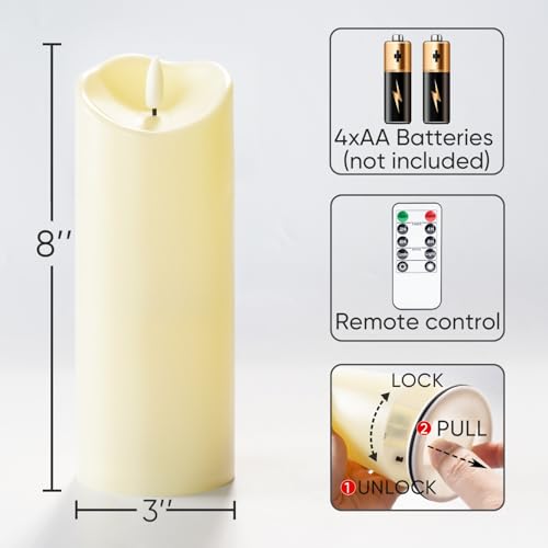 3"x8" Outdoor Waterproof Flameless Candles (2 Count)