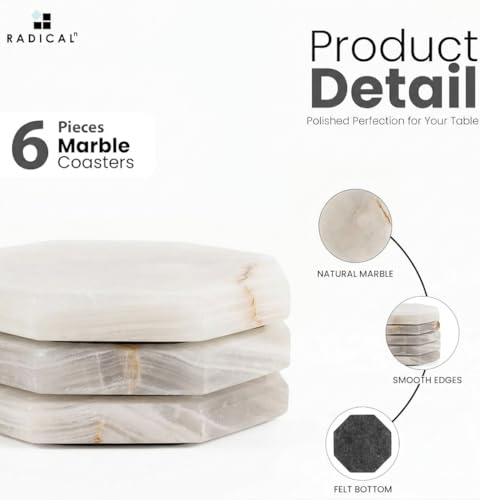 Star Marble Coasters Set of 6