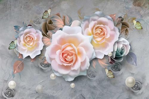 Modern Minimalist Fashion Wallpaper Flowers and Pearls Mural for Bedroom and Living Room Background Wall