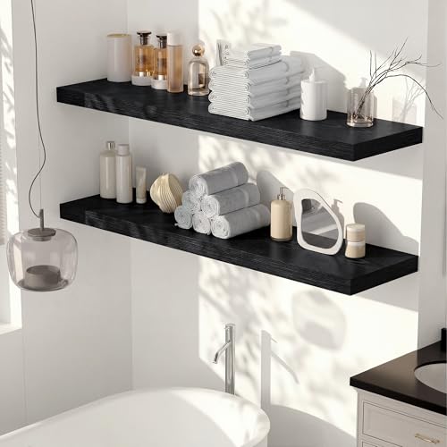 48 x 12 Deep Floating Shelves Wall Mounted Set of 1 Black