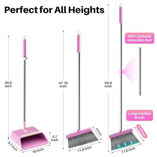 Pink Broom and Dustpan Set