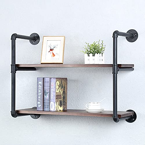 Industrial Pipe Shelves With Wood Planks