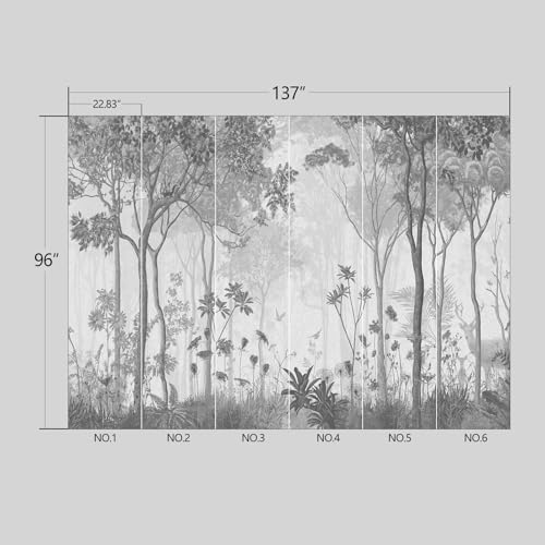 Grey Forest Wallpaper Woodland Peel and Stick wall Mural for Bedroom Living Room