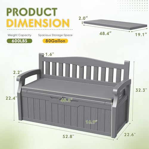 80 Gallon Outdoor Storage Bench Deck Box