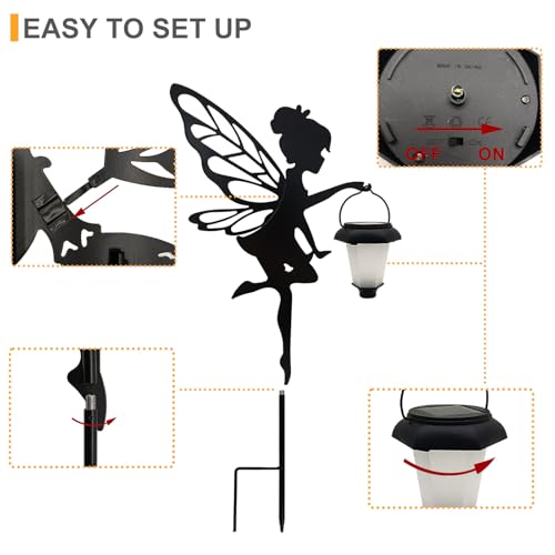 2 Pack Solar Fairy Garden Metal Stake Decorative Lantern (2 Count)
