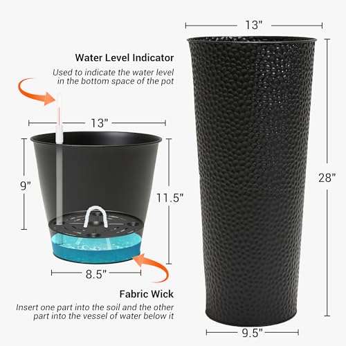 Garden 2 Pack 28" H. Metal Planter with 2X Inside Pots (2 Count)