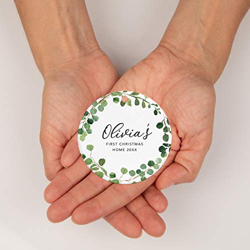 Personalized Round Ceramic Porcelain Christmas Tree Ornament Keepsake Collectible New Baby Gift