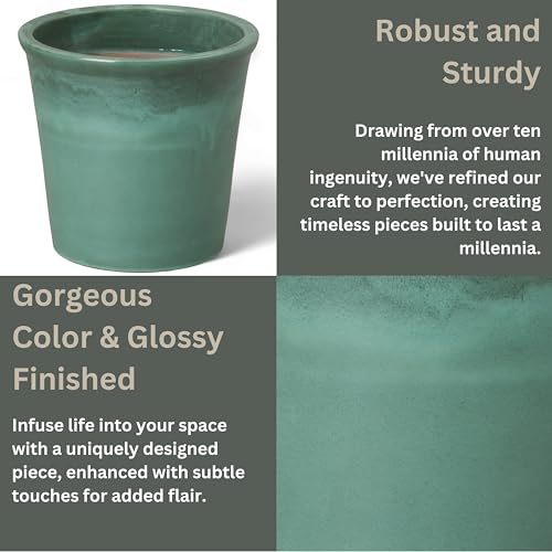Emissary 13 in. Large Ceramic Floor Planter with Drainage