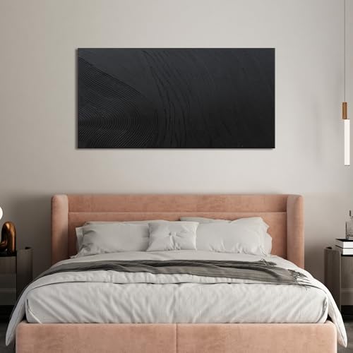 Black Wall Art Decor Canvas Art Wall Decor Black Silence Wall Art Painting Decorations Artwork Wall Art Prints Modern Textured Wall Art for Living Room 20"X40" for Room Bedroom Office Decor