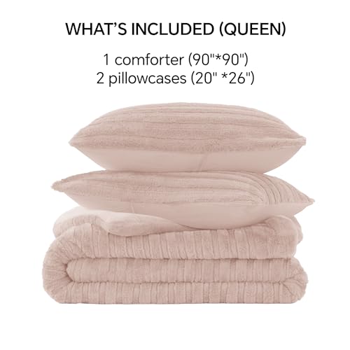 Faux Fur Queen Comforter Set