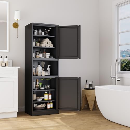 Tall Narrow Storage Cabinet 66.93" H Tall Bathroom Cabinet Metal Pantry Cabinets