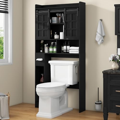 Over The Toilet Storage Cabinet with Sliding Doors