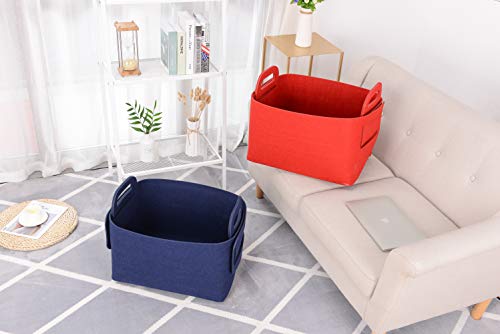 Storage Basket Felt Storage Bin Collapsible& Convenient Box Organizer with Carry Handles for Office Bedroom Closet Babies Nursery Toys Laundry