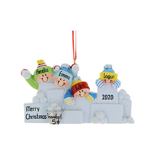 3D Snowball Fight Family of 4 Ornament 2026 Personalized Family Christmas Ornaments 2026