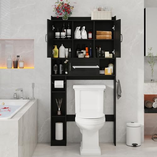 Over The Toilet Cabinet with 2 Barn Doors & Sliding Door