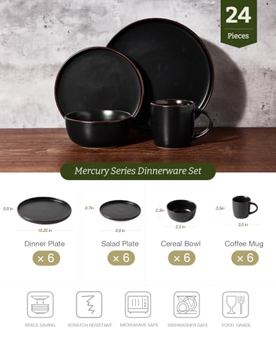 Mercury 24 Piece Dinnerware Set with Mugs