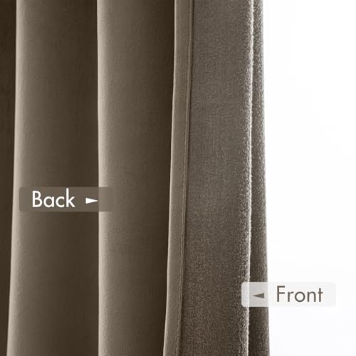Taupe Blackout Velvet Curtains Drapes 96 Inch Long 52"x96" Bedroom (2 Count)