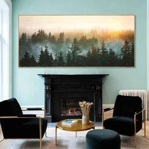 Nature Wall Art Tree Wood Wall Decor Forest Canvas Pictures 32"x70" Bedroom Artwork Over Bed Poster for Dining Room Office