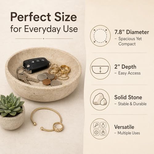 Natural Travertine Decorative Bowl 7.8"
