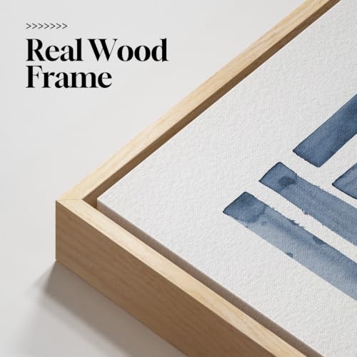Large Framed Navy Blue Abstract Wall Art for Living Room (3 Count)