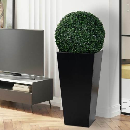 30" H x 15.4L x 15.4W Tall Taper Black Metal Planter