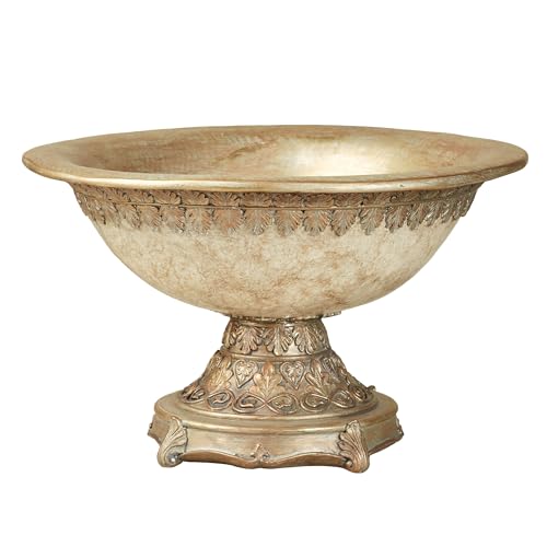 Cambria Ivory Beige Marbled Traditional Centerpiece Pedestal Bowl Table Decoration Centerpiece Bowl Only