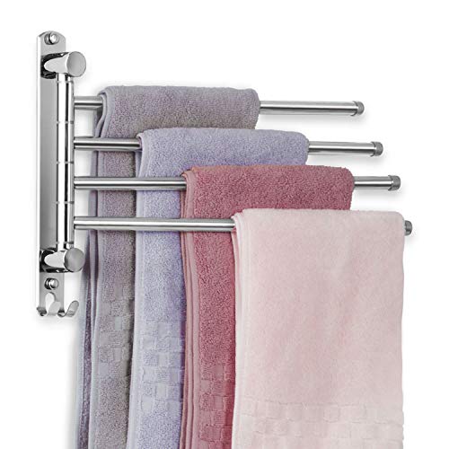 Bathroom Towel Rack JSVER 4 Arms Swivel Towel Holder